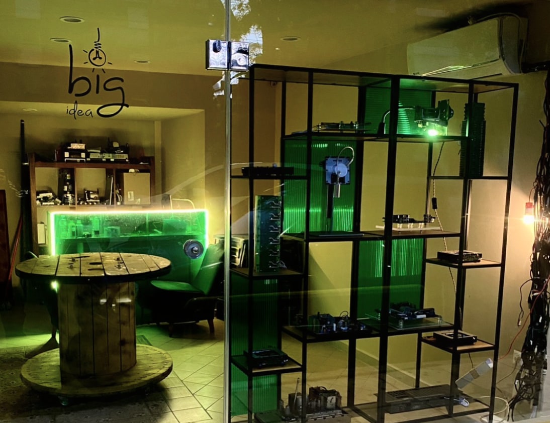 Exterior view of Big Idea Lamps studio in Gazi, Athens, located at 66 Konstantinoupoleos Street