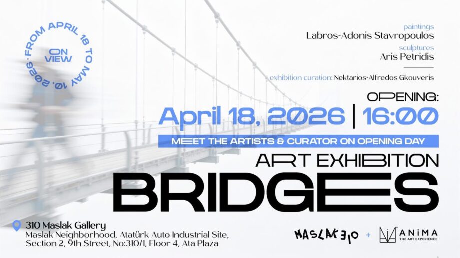 Exhibition Poster: “BRIDGES” at Anima Art Gallery, curated by Nektarios-Alfredos Gkouveris.